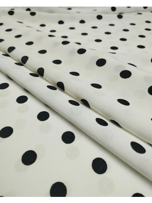 Kumaş Parça Ekru Siyah Krep Şifon Kumaş En: 140CM