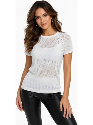 Lavella Kadın Triko Kısa Kol Bluz 12943 BGL-ST05309