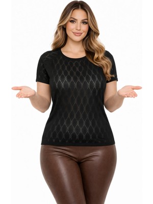 Lavella Kadın Triko Kısa Kol Bluz 12943 BGL-ST05309