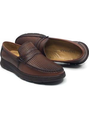 Taşpınar Ayakkabı Taşpınar 020 %100 Hakiki Deri Ortopedik Erkek Yazlık Rahat Günlük Lofer Delikli Ayakkabı 39-45