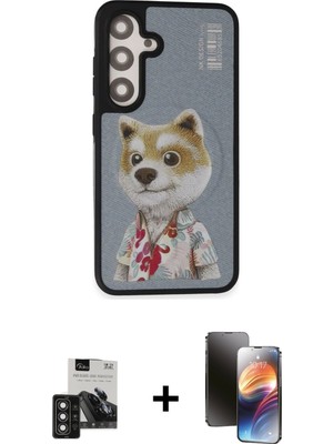 BUTİMAR'S Galaxy S24 Siluet Modern Özel Seri - Siyah 3D Antistatik Mat Seramik Nano Ekran Koruyucu + Derin Mor Pvd Metal Kamera Lens