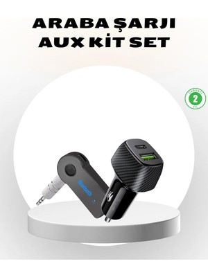 Feedback Bluetooth Aux Çevirici ve Pd Destekli Araç Şarj Cihazı 2’li Set
