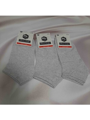 Shine Elagance Gri %80 Cotton Düz Renk Erkek Patik Çorap