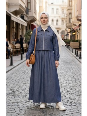 Sefa Merve Fermuarlı Kot Görünümlü Ikili Takım 0254-04 Lacivert