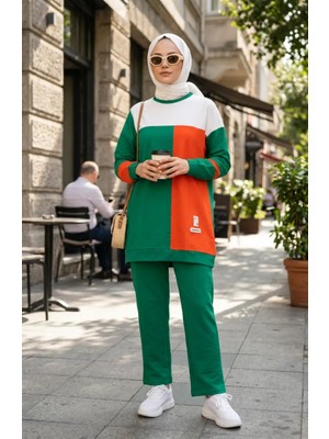 Blok Desenli Ikili Takım 70096-02 Yeşil