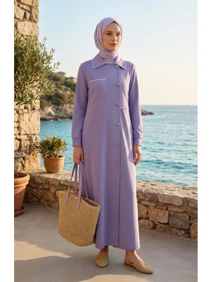 Iki Iplik Düğmeli Ferace 71176-05 Lila