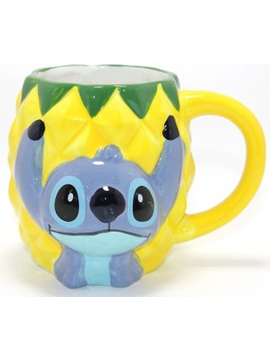 tp Disney Stitch Ananas (Pineapple) Tasarımlı 3D Kabartmalı Kupa Bardak ALK4546 - Lisinya