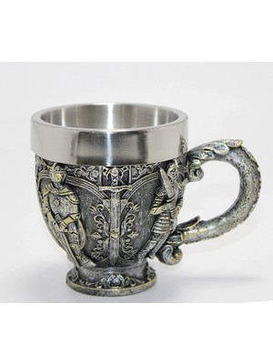 tp Şövalye Kabartmalı 3D Paslanmaz Çelik Kupa Bardak ALK4477 - Lisinya