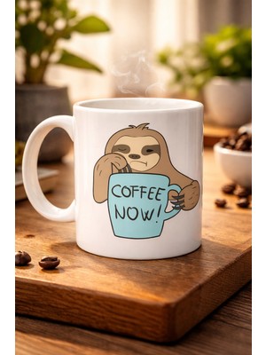 Urfakent Tembel Hayvan Coffee Now Baskılı Porselen Kupa Model 197 – Eğlenceli Kahve Kupası – Ofis ve Ev Kullanımı Için Sevimli Tasarım Kupa Bardak