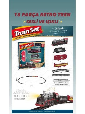 tp BJ2308A 18 Parça Sesli Işıklı Retro Tren-Şim