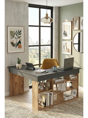 Robin Home Boston Kitaplık Raflı Çalışma Masası
