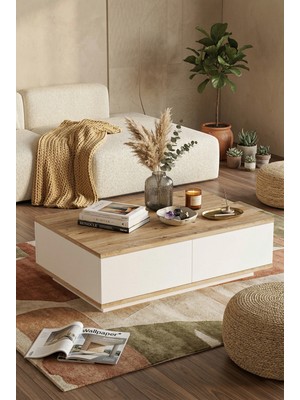 Robin Home Loft Orta Sehpa 2 Kapaklı Çam-Beyaz