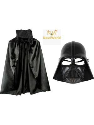 Urfakent Çocuk Boy Yıldız Savaşları Darth Vader Maskesi ve 90 cm Pelerin Seti Siyah