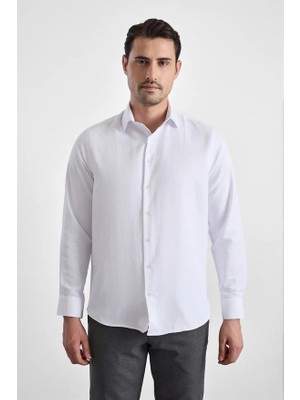 Süvari Beyaz Regular Klasik Yaka Casual Gömlek