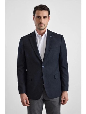 Süvari Lacivert Regular Mono Yaka Torba Cep 6 Drop Klasik Ceket