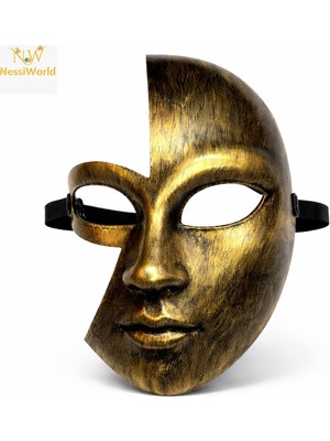 Urfakent Antik Efektli Altın Yarım Yüz Parti Maskesi