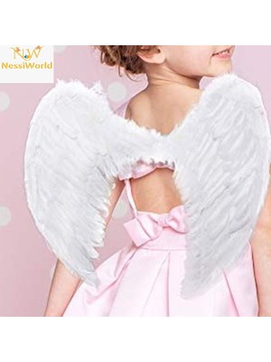 NessiWorld Beyaz Renkli Küçük Boy Bebek Melek Kanadı 30X45 cm