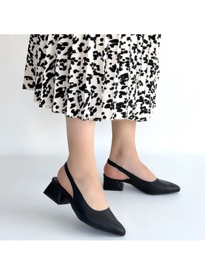 SEPET365 Evia Siyah Cilt Topuklu Ayakkabı