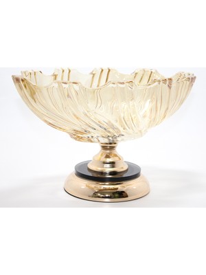Urfakent Lüks Ayaklı Kristal Cam Gondol Sunumluk Gold Detaylı