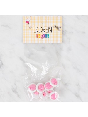 Urfakent Loren Crafts 8 Li Pembe Uğur Böceği Düğme - 646