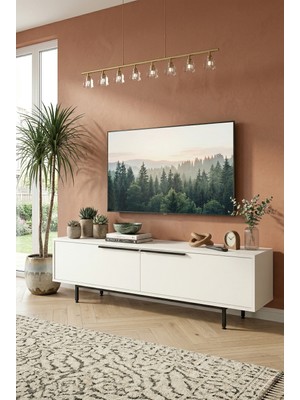 Robin Home Lidya Tv Ünitesi Sehpası Metal Ayaklı 160CM Beyaz