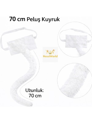 NessiWorld Beyaz Peluş Kuyruk Şekil Verilebilir 70 cm
