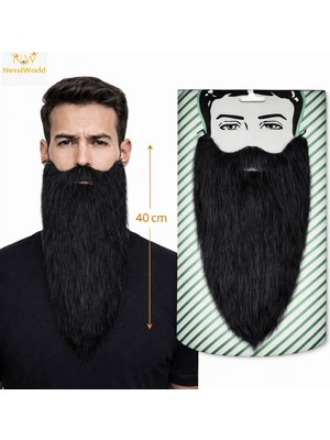 NessiWorld Siyah Renk Lastikli Uzun Takma Sakal 40 cm