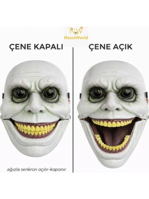 NessiWorld Hareketli Çene Mekanizmalı Korku Maskesi Yeşil