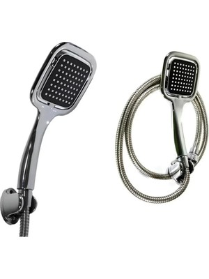 Siyah Duş Seti El Duşu Başlığı Spiral Hortum Dayanıklı Banyo Duş Aksesuarı