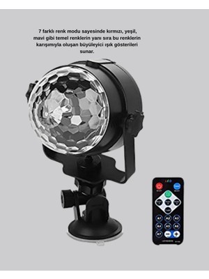 Müzik Ritmine Duyarlı Renkli Disko Topu – 7 Modlu Işıklı Parti Lambası