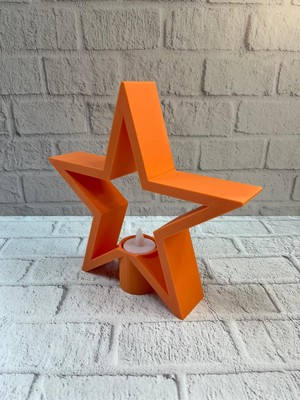 Dekoratif Yıldız Şeklinde Turuncu Mumluk Ev Aksesuarı