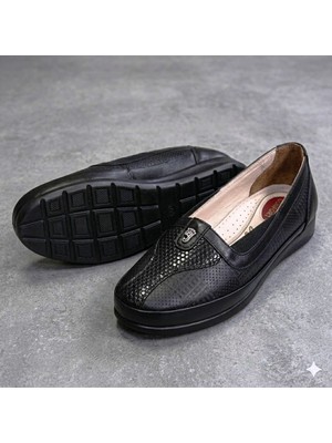 Kindep (Clavi) Içi Hakiki Deri Jelli Rahat Günlük Kadın Ayakkabı Siyah