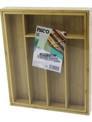 Calperia 5 Bölmeli Ahşap Bambu Kaşıklık  30X34CM (5047)
