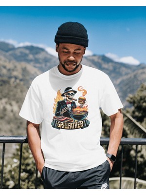 Hediyenza Grill Father, Babalar Günü T-Shirt, Baba T-Shirt, Doğum Günü Hediyesi T-Shirt