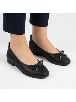 Kindep (Iniesta) Içi Dışı Hakiki Deri Günlük Kadın Babet Siyah