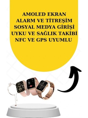 Calperia Bileklikli Amoled Ekran Akıllı Saat ve Dijital Göstergeli Kablosuz Bluetooth Kulaklık Anc/ Enc