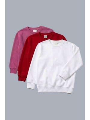 Evavi Çocuk Baskısız Üçlü Paket Bisiklet Yaka Sweatshirt