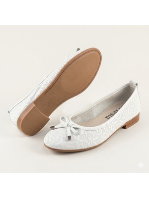 Kindep (Iniesta) Içi Dışı Hakiki Deri Günlük Kadın Babet Beyaz