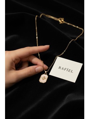 Rafiel Minimalist Zirkon Taşlı Işıltı Kolye Yıldız Figürlü Baget Plaka Çelik Zincir Kolye - 44 cm Kolye