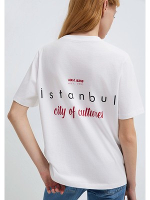 Mavi Istanbul Baskılı Beyaz Tişört 1613737-620