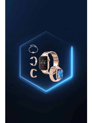 Calperia Yeni Nesil Pembe Dokunmatik Ekran Akıllı Saat ve Oyuncu Kulaklığı Kablosuz Bluetooth Kulaklık