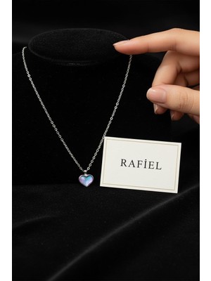 Rafiel Rafıel Hologram Efektli Kalp Uçlu Ince Çelik Zincir Kolye - 44 cm Kolye
