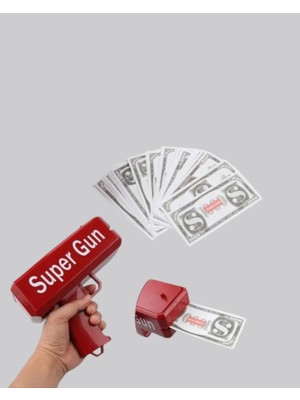Super Money Gun Para Saçma Tabancası Yüksek Atış Güçlü Kırmızı Model