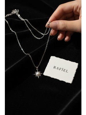 Rafiel Incili Güneş Çelik Zincir Kolye - Işıltılı Minimalist Zincir Kolye - 44 cm Kolye