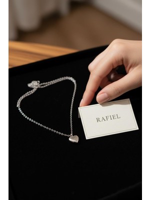 Rafiel Rafıel  Minimalist Kalp Çelik Zincir Kolye - Şık Tasarım Sevgiliye Hediye - 44 cm Kolye