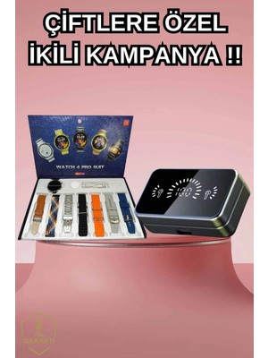 Calperia Powerbank Aynalı Bluetooth Kulaklık ve Akıllı Saat Seti Anc Özelliği Dokunamatik