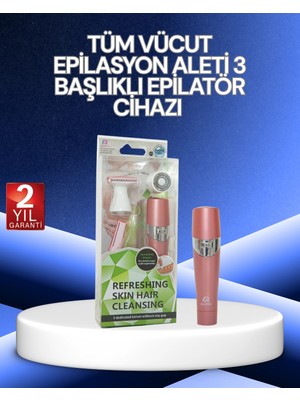 Calperia 3 Başlıklı Yüz ve Vücut Tüy Temizleme Cihazı Pembe