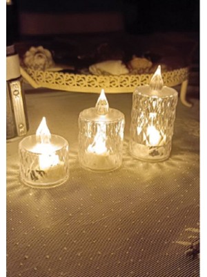 C&On Design 3 Lü LED Mum Pilli Mum Dekoratif Mum