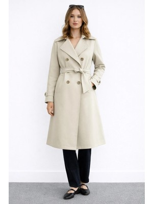 Modaplaza Kadın Büyük Beden Kuşaklı Trenchkot 5958