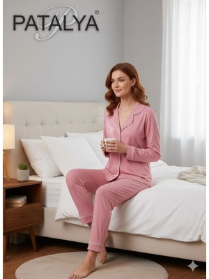 Ceyyiz Patalya Pudra Penye Kadın Pijama Takımı 220